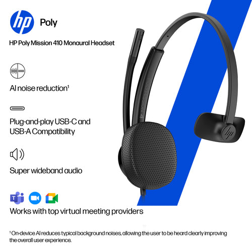 HP Poly Mission 425 Stereo USB Wired Headset (Bulk)
