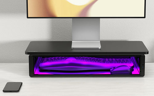 Kensington UVStand™ monitor stand with UVC sanitisation compartment