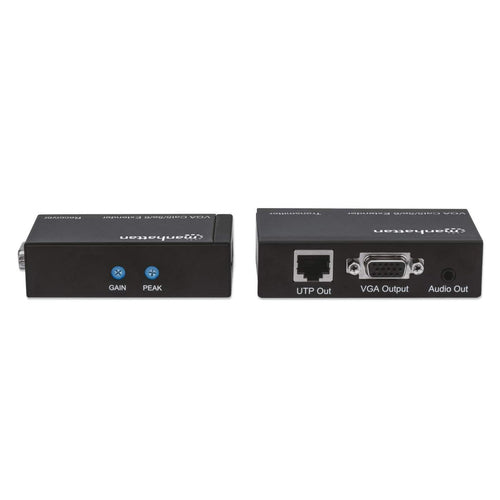 Manhattan VGA Cat5/5e/6 Extender, Extends video and audio signals up to 300m, Black, Three Year Warranty