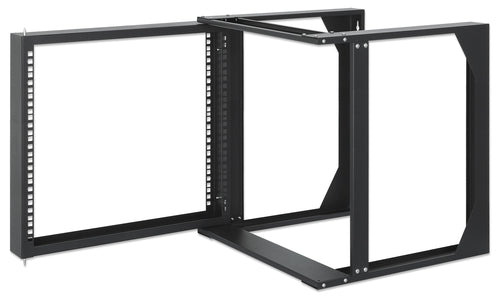 Intellinet 19" Wall Mount Open Frame Network Rack, 9U, Front-hinged Swing Frame Flat Pack, 2-Post, 17.7 in. Depth, Black RAL 9004