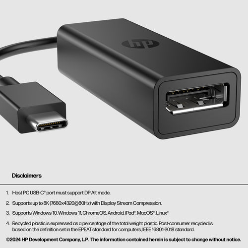HP USB-C to DisplayPort Adapter G2 TAA Black