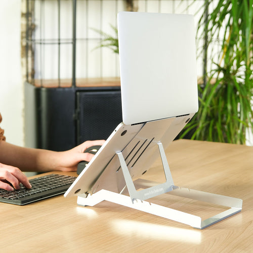 R-Go Tools Laptop holder R-Go Riser Basic, foldable and adjustable laptop riser, aluminum, silver