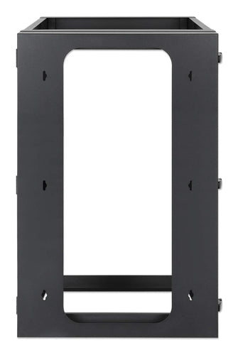 Intellinet Wall Mount Open Frame Network Rack, 15U, Rear-hinged Swing Frame, Assembled, 4-Post, 23.6 in., Black RAL 9004