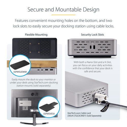 StarTech.com Dual-Monitor USB4 Docking Station, Dual 4K 120Hz or Single 8K 60Hz HDMI, 100W Laptop Charging, 2.5GbE, USB-C Multi-Monitor Dock, Driverless