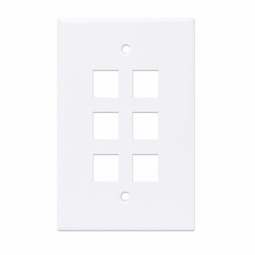 Intellinet 6-Outlet Oversized Keystone Wall Plate, White