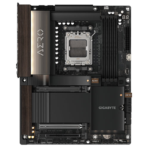 GIGABYTE X870E AERO X3D DARK WOOD Motherboard - Supports AMD Ryzen 9000 CPUs, 16+2+2 Phases Digital VRM, up to 9000Hz DDR5 (OC), 2xPCIe 5.0 + 2xPCIe 4.0, Wi-Fi 7, 5GbE LAN, USB 4