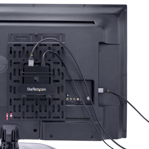 StarTech.com Universal TV Accessory Mount - Adjustable TV & Wall Mount Bracket - Media Players/Router/Modem/AV Switches & Extenders/Apple TV - Hidden Cable Box Mount Behind TV - 11lb (5kg)