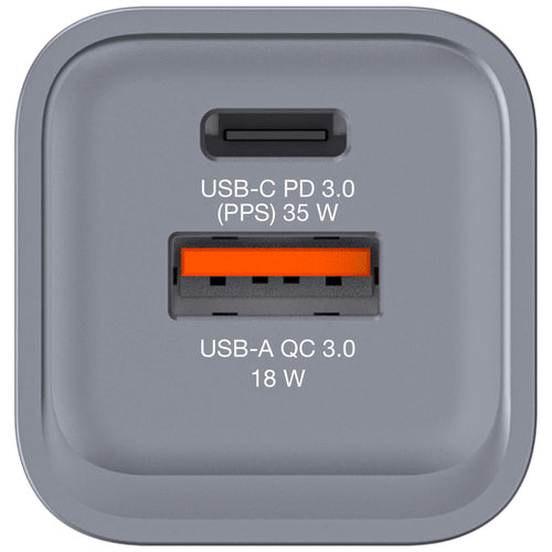 Verbatim GNC-35 GaN Charger 35W with 1 x USB-C PD 35W / 1 x USB-A QC 3.0 (EU/UK/US)