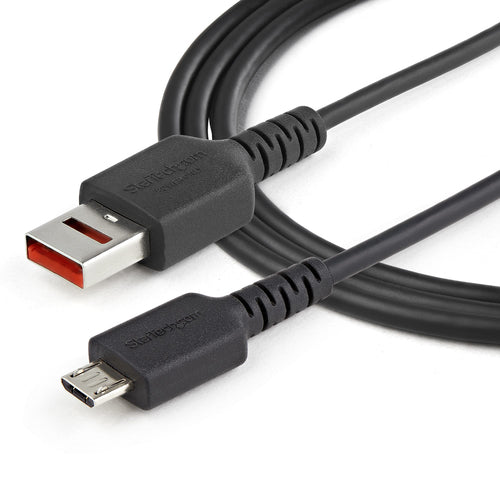 StarTech.com 3ft (1m) Secure Charging Cable – USB-A to Micro USB Data Blocker Charge-Only Cable – Power-Only Charger Cable for Phone/Tablet – Data Blocking USB Protector Adapter Cable