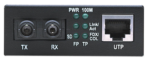 Intellinet Fast Ethernet Media Converter, 10/100Base-Tx to 100Base-Fx (ST) Multi-Mode, 2 km (1.24 mi)