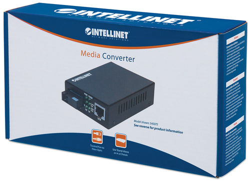 Intellinet Fast Ethernet WDM Bi-Directional Single Mode Media Converter, 10/100Base-Tx to 100Base-Fx (SC) Single-Mode, 20 km (12.4 mi.), WDM (Rx1550/Tx1310)
