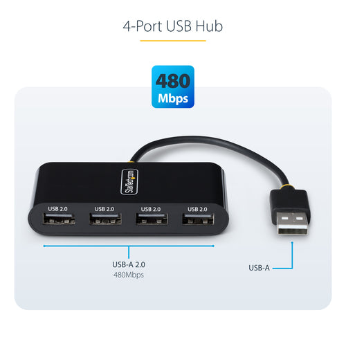 StarTech.com ST4200MINI2-USB-HUB interface hub USB 2.0 480 Mbit/s Black