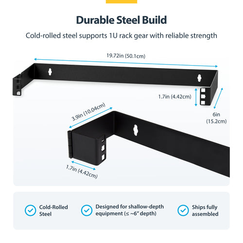 StarTech.com 1U 19in Hinged Wall Mounting Bracket for Patch Panels