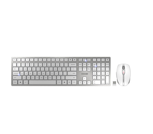 CHERRY DW 9100 SLIM keyboard Mouse included Universal RF Wireless + Bluetooth QWERTY English Silver