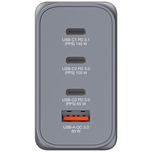 Verbatim GNC-240 GaN Charger 240W with 1 x USB-C 140W /1 x USB-C 100W / 1 x USB-C 65W / 1 x USB-A QC 3.0 (EU/UK/US)