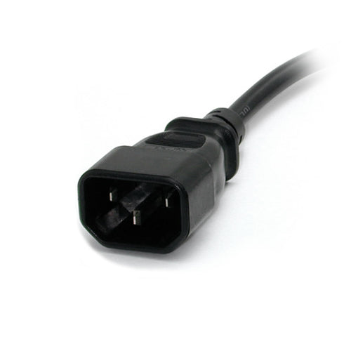 StarTech.com 1ft (30cm) Power Extension Cord, IEC 320 C14 to NEMA 5-15R, 10A 125V, 18AWG, Black Computer Power Extension Cord, AC Outlet Extension Cable for Power Supplies/PDUs/ Network Equipment, UL Listed