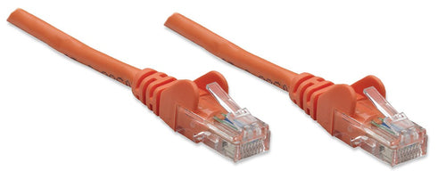 Intellinet Network Patch Cable, Cat5e, 15m, Orange, CCA, U/UTP, PVC, RJ45, Gold Plated Contacts, Snagless, Booted, Lifetime Warranty, Polybag