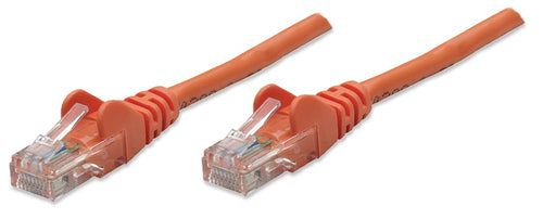 Intellinet Network Patch Cable, Cat5e, 15m, Orange, CCA, U/UTP, PVC, RJ45, Gold Plated Contacts, Snagless, Booted, Lifetime Warranty, Polybag