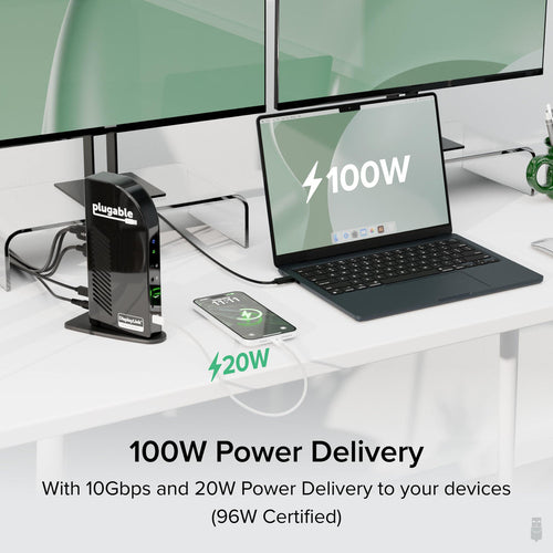 Plugable Technologies UD-3900C4 laptop dock/port replicator Wired USB 3.2 Gen 2 (3.1 Gen 2) Type-C Black