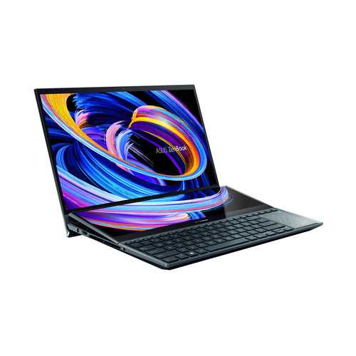 ASUS Zenbook Pro Duo 15 OLED UX582ZM-XS96T Intel® Core™ i9 i9-12900H Laptop 39.6 cm (15.6") Touchscreen Full HD 32 GB LPDDR5-SDRAM 1 TB SSD NVIDIA GeForce RTX 3060 Wi-Fi 6 (802.11ax) Windows 11 Pro Blue