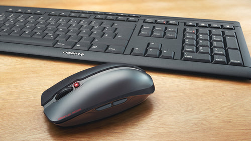 CHERRY Stream Desktop Recharge keyboard Mouse included Universal RF Wireless QWERTY Spanish Black