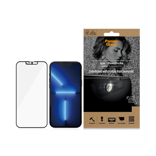 PanzerGlass ® CamSlider® Screen Protector iPhone 13 Pro Max - Embellished w. crystals from Swarovski® | Edge-to-Edge Clear screen protector Apple 1 pc(s)