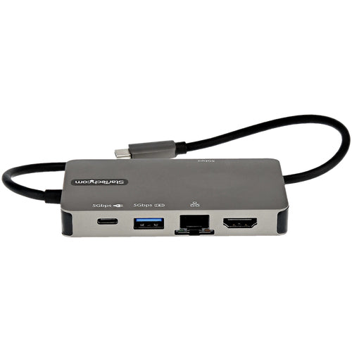 StarTech.com USB-C Multiport Adapter - USB-C to 4K 30Hz HDMI or 1080p VGA - USB Type-C Mini Dock w/ 100W Power Delivery Passthrough, 3-Port USB Hub 5Gbps, GbE - 12" (30cm) Attached Cable
