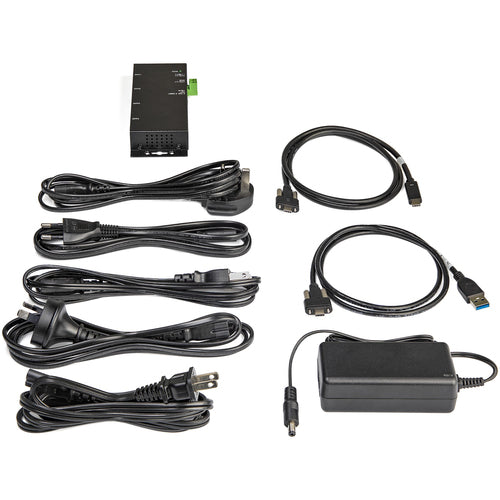 StarTech.com 4 Port USB C Hub 10Gbps - Metal Industrial USB-C Hub - 2x USB-C & 2x USB-A - ESD Surge Protection - USB-C or USB-A Host - Self-Powered Mountable USB 3.2 Gen 2 Type-C Hub