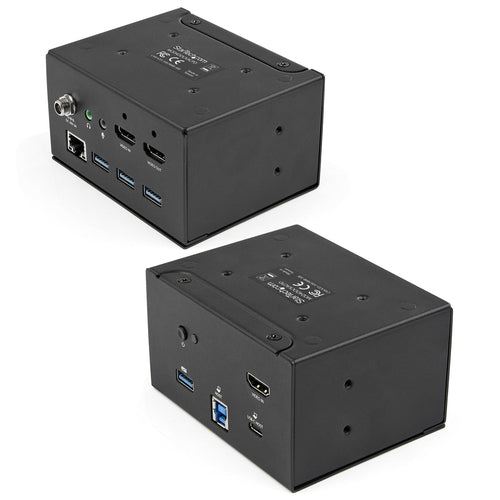 StarTech.com Conference Room Docking Station with Power and Charging; Table Connectivity Box, Universal USB-C Laptop Dock, 60W PD, 4K HDMI, USB Hub, Audio, 2x AC Outlets, 2x USB BC 1.2 Charge Ports
