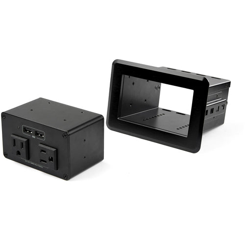 StarTech.com Conference Table Power Center with 2x UL Certified 120V AC Outlets & 2x USB BC 1.2 - Recessed In-Table/Desk Power Strip/Charging Station for Meeting Room/Boardroom/Lab Bench