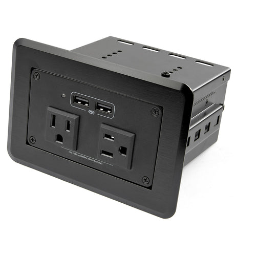 StarTech.com Conference Table Power Center with 2x UL Certified 120V AC Outlets & 2x USB BC 1.2 - Recessed In-Table/Desk Power Strip/Charging Station for Meeting Room/Boardroom/Lab Bench