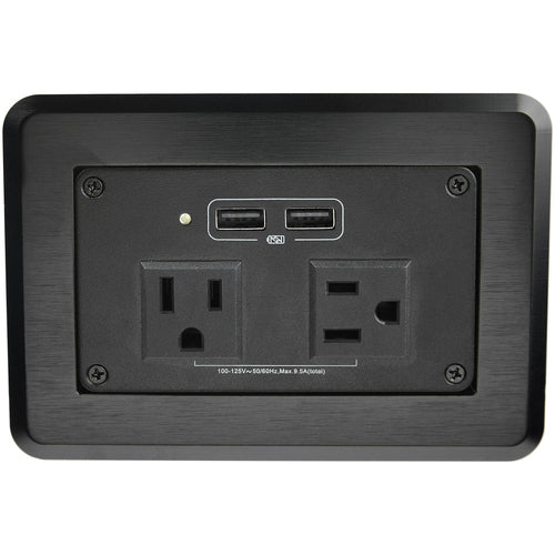 StarTech.com Conference Table Power Center with 2x UL Certified 120V AC Outlets & 2x USB BC 1.2 - Recessed In-Table/Desk Power Strip/Charging Station for Meeting Room/Boardroom/Lab Bench