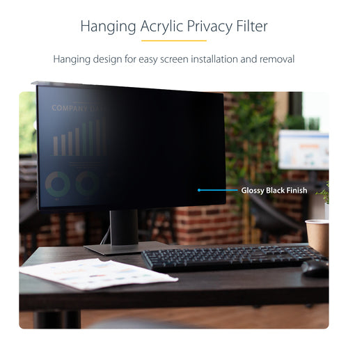StarTech.com 24-inch 16:10 Computer Monitor Privacy Screen, Hanging Acrylic Filter, Quick-Install Security Shield, Monitor Screen Protector, +/- 30 Deg. View, Glossy