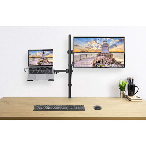 Manhattan Desk Mount for Monitors & Laptop Combo (Full Motion), For screens: 10-27", Laptop up to 17", Clamp Assembly, VESA compatibility: 75x75 and 100x100mm - check the dimensions of the four mounting holes on back of screen to ensure it fits, Max 8kg,