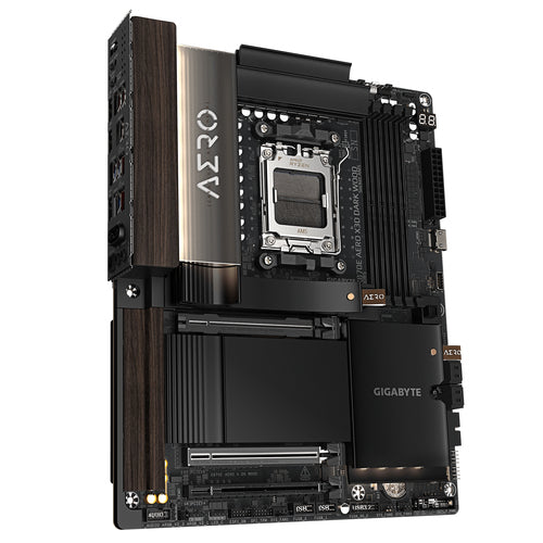 GIGABYTE X870E AERO X3D DARK WOOD Motherboard - Supports AMD Ryzen 9000 CPUs, 16+2+2 Phases Digital VRM, up to 9000Hz DDR5 (OC), 2xPCIe 5.0 + 2xPCIe 4.0, Wi-Fi 7, 5GbE LAN, USB 4
