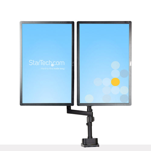 StarTech.com Desk Mount Dual Monitor Arm, Full Motion Monitor Mount for 2x VESA Displays up to 32" (17.6lb/8kg), Height Adjustable, Clamp/Grommet Mount, Mechanical Spring