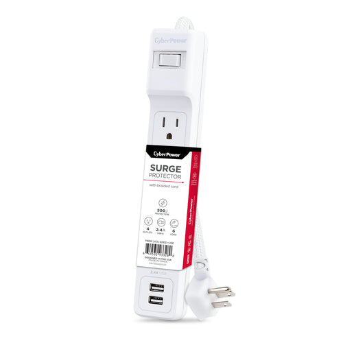 CyberPower P406U surge protector White 4 AC outlet(s) 125 V 1.8 m