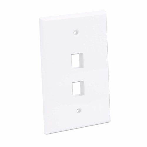 Intellinet 2-Outlet Oversized Keystone Wall Plate, White