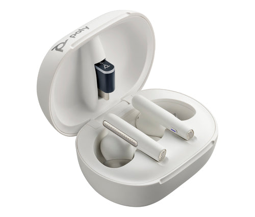 HP Poly Poly Voyager Free 60/60+ Microsoft Teams Certified White Earbuds (2 Pieces)