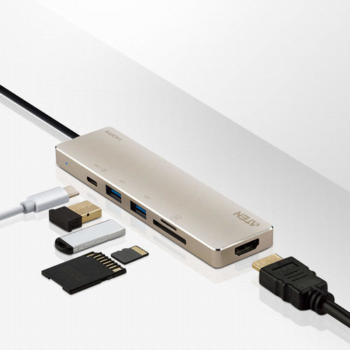 ATEN UH3239 laptop dock/port replicator Wired USB 3.2 Gen 1 (3.1 Gen 1) Type-C Aluminium