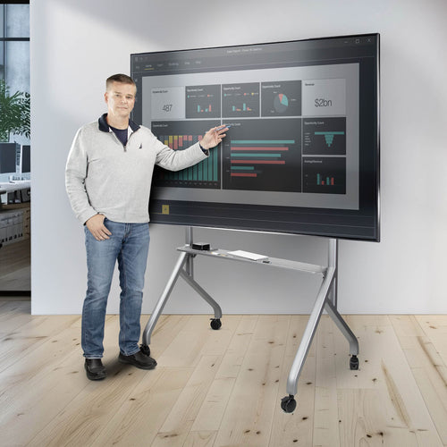 StarTech.com Easel-Style TV Cart for up to 100-inch and 220lb / 100kg Displays, Height Adjustable Rolling / Mobile Stand, 3" Lockable Wheels for Easy Transport