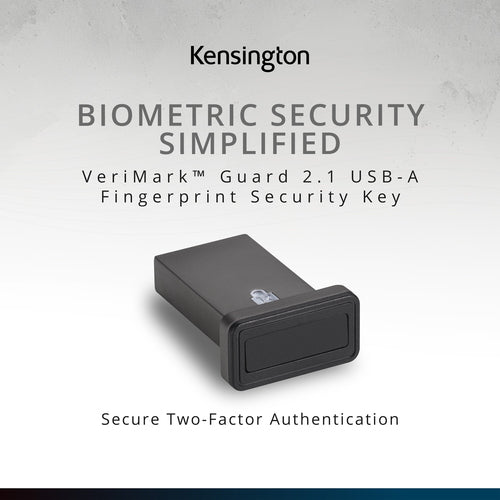 Kensington VeriMark Guard 2.1 USB-A Fingerprint Security Key -FIDO2, WebAuthn/CTAP2.1, FIDO U2F-Cross Platform
