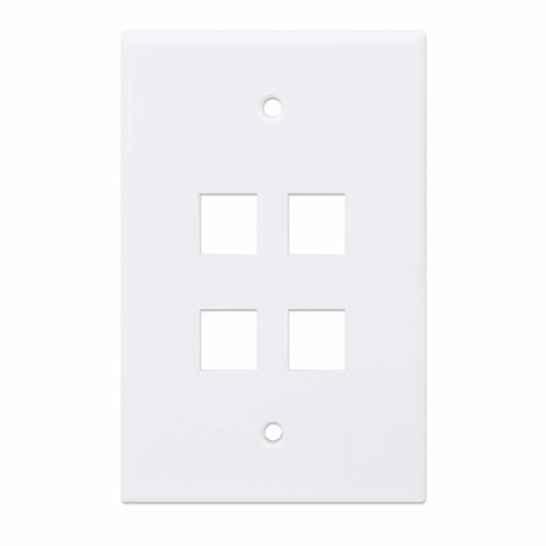 Intellinet 4-Outlet Oversized Keystone Wall Plate, White