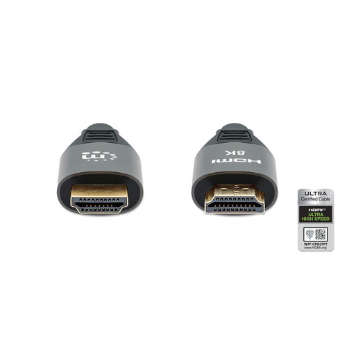 Manhattan HDMI 8K@60Hz Cable with Ethernet, 1m, Certified, Suitable for ALL 8K, 4K & 1080p/HD uses - when upgrading now or have it ready for when you need it, Male to Male, Black, 4K@120Hz, Lifetime Warranty, Ultra High Speed