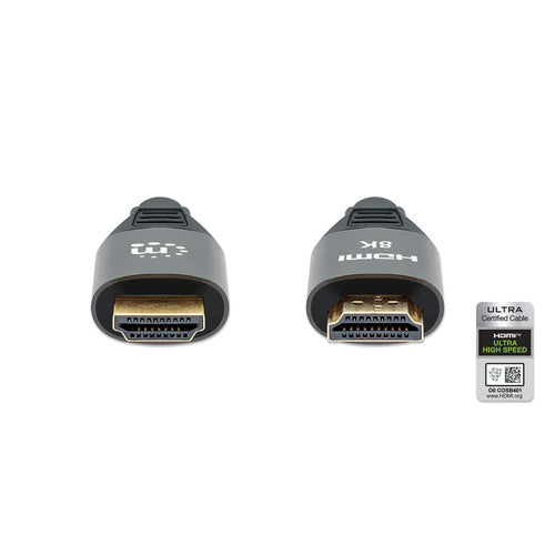 Manhattan HDMI 8K@60Hz Cable with Ethernet, 2m, Certified, Suitable for ALL 8K, 4K & 1080p/HD uses - when upgrading now or have it ready for when you need it, Male to Male, Black, 4K@120Hz, Lifetime Warranty, Ultra High Speed