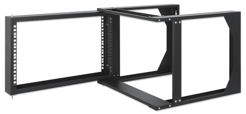 Intellinet 19" Wall Mount Open Frame Network Rack, 6U, Front-hinged Swing Frame Flat Pack, 2-Post, 17.7 in. Depth, Black RAL 9004