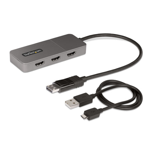 StarTech.com 3-Port MST Hub - DisplayPort to 3x HDMI, Triple 4K 60Hz Monitors, DP 1.4 Multi-Monitor Video Adapter, 1ft (30cm) Built-in Cable, USB Powered, Windows Only