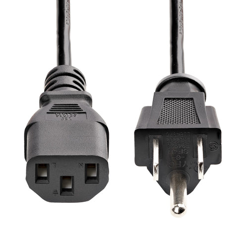StarTech.com 3ft (1m) Computer Power Cord, NEMA 5-15P to C13, 10A 125V, 18AWG, Black Replacement AC Power Cord, Printer Power Cord, PC Power Supply Cable, Monitor Power Cable - UL Listed