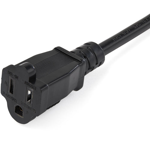 StarTech.com 3ft (1m) Piggyback Power Extension Cord - NEMA 5-15P to 2x NEMA 5-15R, 16 AWG, 125V/15A - UL Certified - 1 to 2 Outlet Saver Extension Cord - 3-Prong Electrical Power Cable