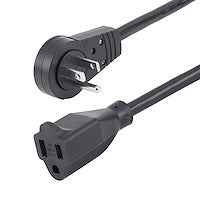 StarTech.com 6ft (2m) Power Extension Cord - 360; Rotating Flat Plug Extension Cord - NEMA 5-15P to NEMA 5-15R, 16 AWG, 125V/13A - Black Short 3-Prong Power Extender Cable